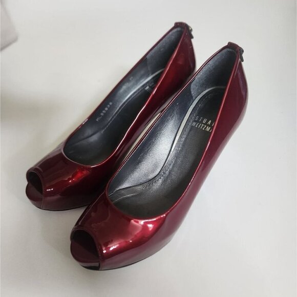STUART WEITZMAN | Patent leather pumps heels burgundy red sz 5.5 - Picture 1 of 6